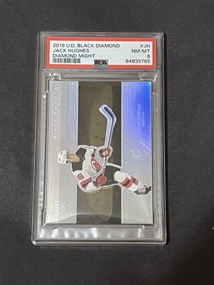 2019-20 Upper Deck Black Diamond Jack Hughes Diamond Might Rookie 66/99 - PSA 8