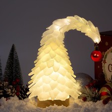 Crooked White Sea Glass Christmas Tree with LED Lights - Handcrafted Whimsica...