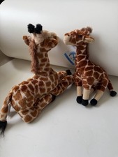 Aurora Lot of 2 Giraffe Plush Stuffed Animal Toys Brown Beige