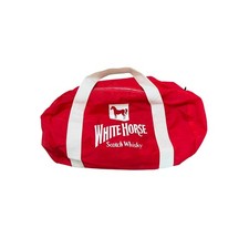 Vintage White Horse Scotch Whisky Red Nylon Duffel Bag Retro Promo Travel Gym