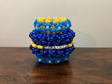 Blue / Yellow 3d Kandi Rotator Cuff Fits Inner Circumference 6.5"-7"