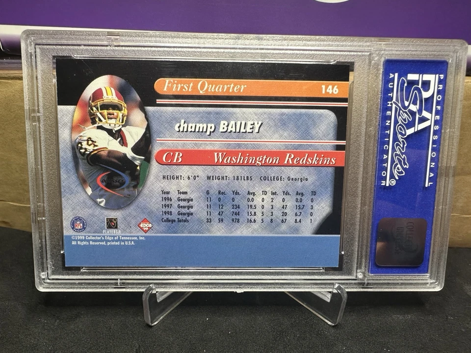 1999 Collector's Edge Odyssey Champ Bailey #146 Rookie RC HOF PSA 9 - Imagem 2 de 2