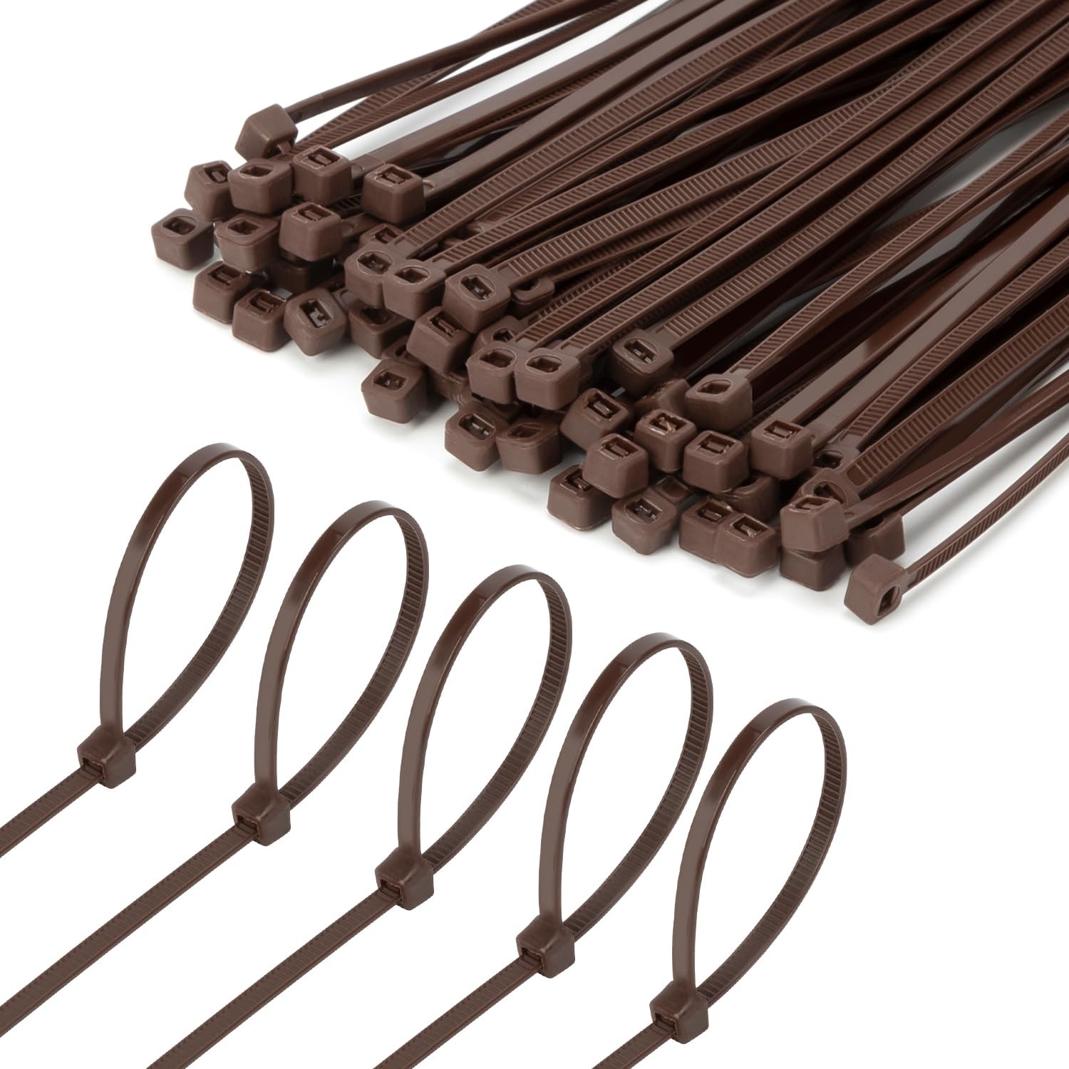 8-Inch Brown Nylon Zip Ties 1000-Pack 40-Lb Strength for Small to Medium Uses