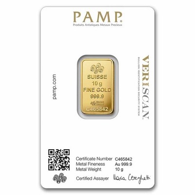 10 gram Gold Bar - PAMP Lady Fortuna Veriscan® (In Assay) | eBay