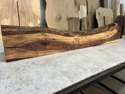 Solid Figured Walnut Fireplace Mantel/Live Edge Walnut/Live Edge Wood Mantle