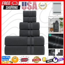 Complete 6-Piece Luxury Towel Set - Super Absorbent Turkish Cotton in Dark Grey