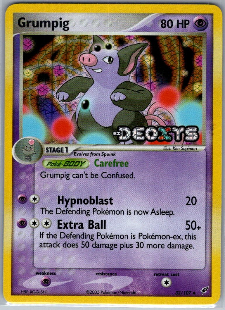 Grumpig 32/107 Reverse Holo Deoxys - Pokemon Card - NM