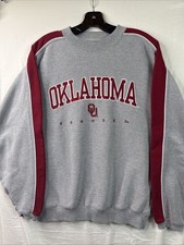 Oklahoma Sooners OU Sweatshirt Gray Red Mens Sz M Crew Neck Varsity Classics