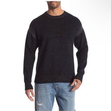 All Saints Navy Blue Crewneck Sweater for Men 100 Cotton Size Large