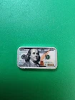 1 Gram .999 Pure Silver bar colorized $100 Dollar Bill