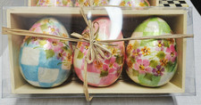 Mackenzie Childs Honeymoon 5"ea. PASTEL FLORAL EGGS SET OF 3 NEW 