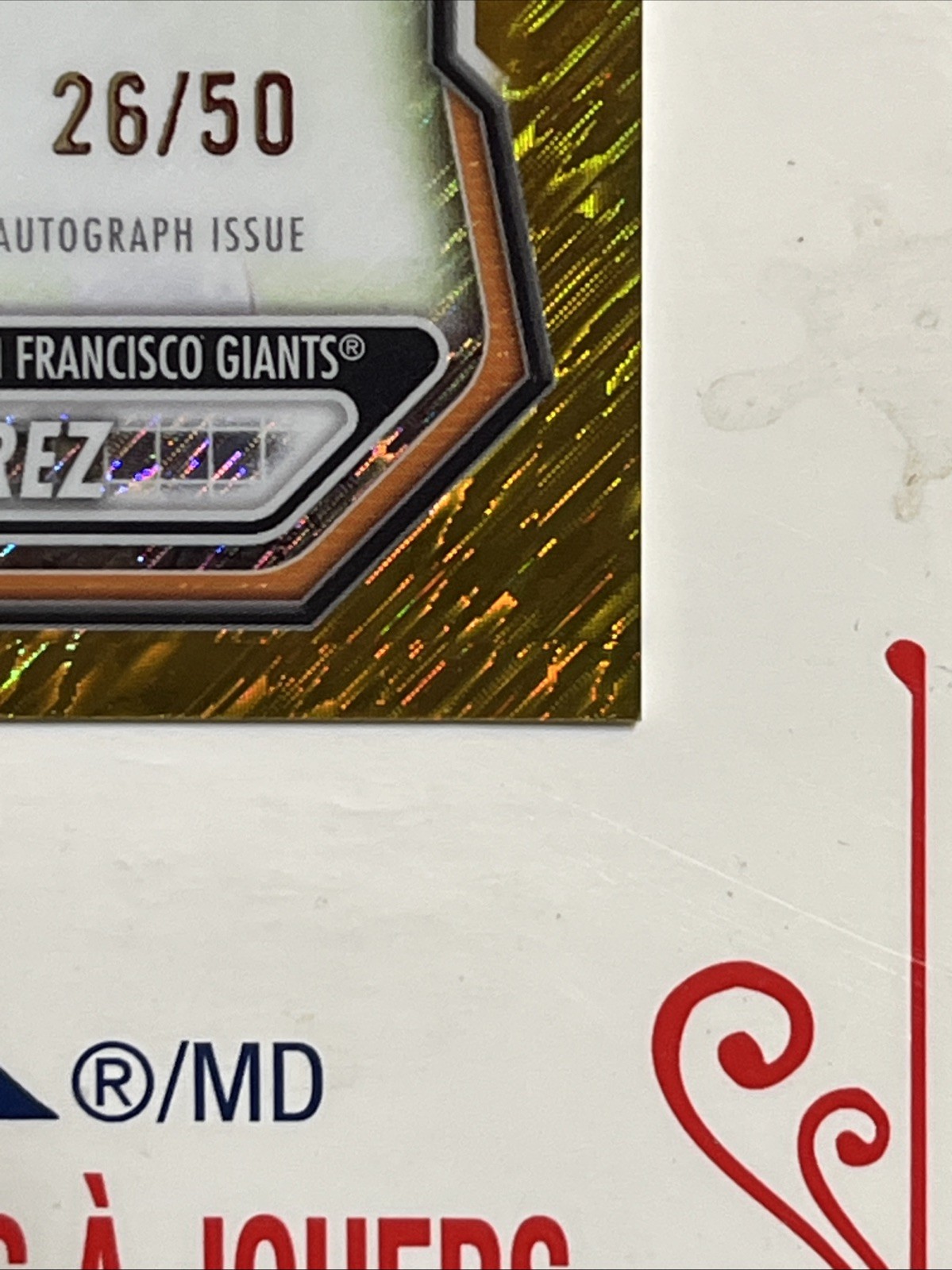 2026 Bowman Chrome Carlos Gutierrez #CPA-CGU Gold Shimmer Auto /50 Giants AU RC view 6