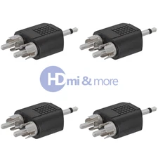 4x Dual 2-RCA Male Plug to 3.5mm 1/8" Mono Plug Y Splitter Audio Cable Adapter
