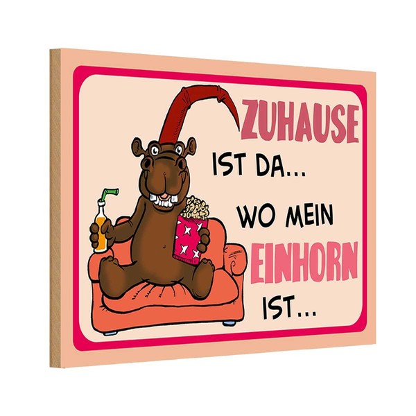 Holzschild 12X18 Cm Zuhause Ist Da Wo Mein Einhornshild Spruch Zitat Deko Gesche-image