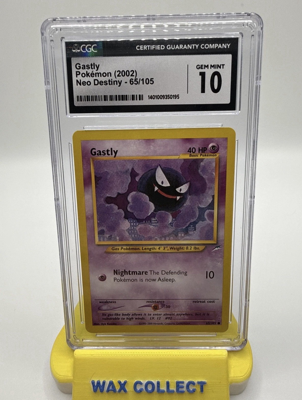 CGC 10 GEM MT 2002 Pokemon Neo Destiny 1st Edition Gastly 65/105
