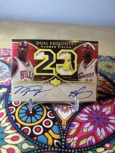 MICHAEL JORDAN/LEBRON JAMES Exquisite Dual Jersey AUTO 23/23 REPRINT-READ!