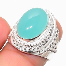 Aqua Chalcedony Gemstone 925 Sterling Silver Jewelry All Size Ring For Gift