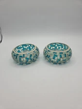 Yankee Candle Beach Mosaic Tile Wax Melter Candle And Tea Light Holders,set of 2