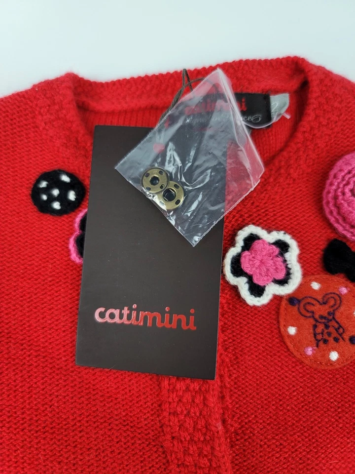 Catimini красный жакет кардиган свитер Baby девочек защелки размер 2A 18 М новый с ярлыками - Изображение 2 из 4