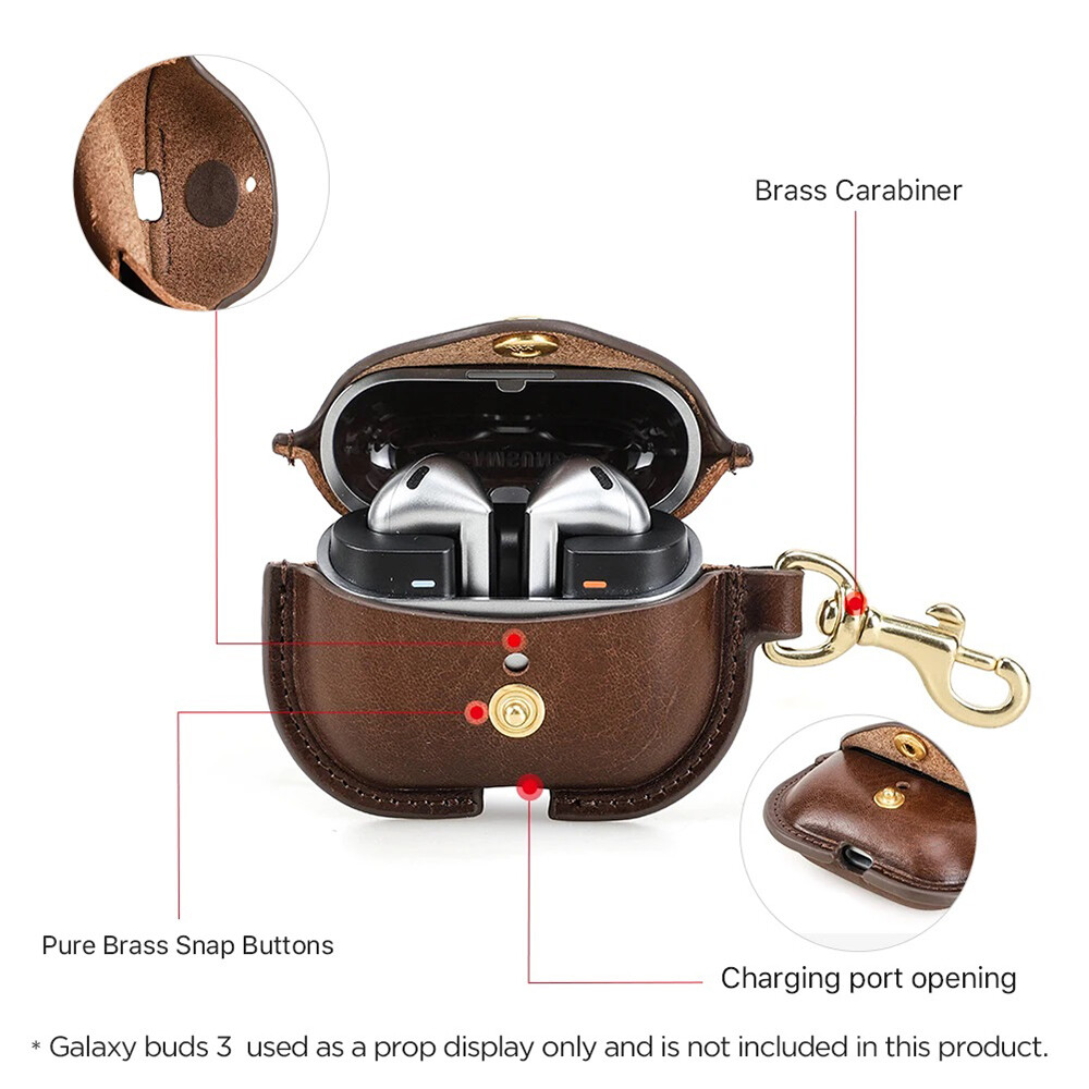 Galaxy Buds3 Pro (本革ケース、高級イヤーピース付き) For Samsung Galaxy Buds 3/3 Pro Luxury Genuine Leather Case