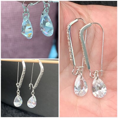 Vintage Unusual Large Pear Shape Set Cubic Zirconia Drop Earrings