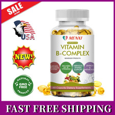 Vitamin B Complex 60 Capsules B1,B2,B3,B5,B6,B7,B9,B12, Immune Support Pills