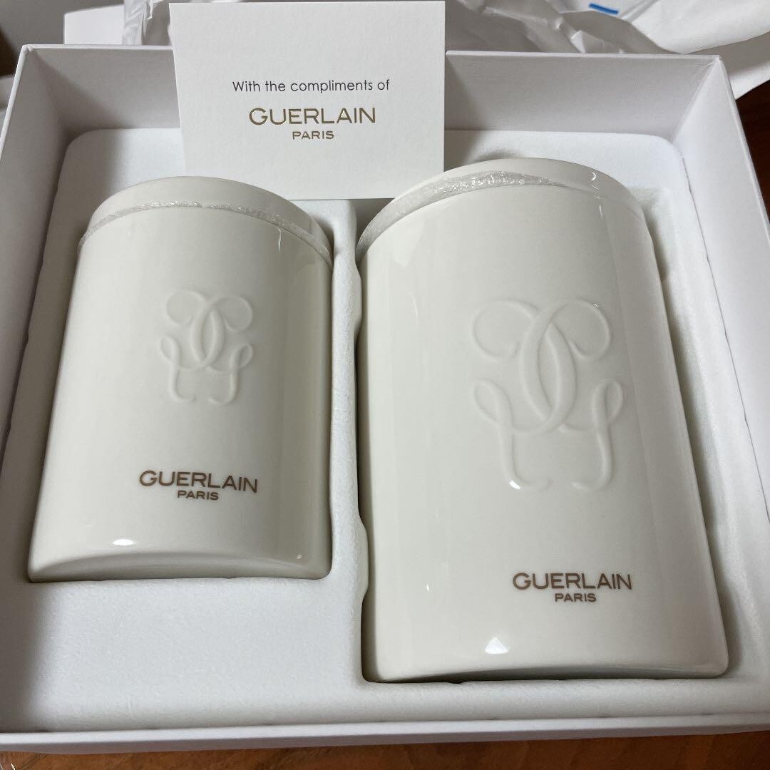 Guerlain Ceramic Jar Storage Case Small Large 2 Set Cosmetic