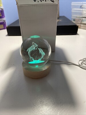 Laser Engraved Glass Dolphin Night Light 