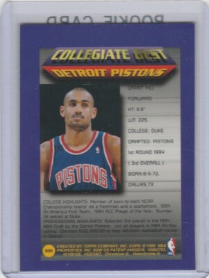 GRANT HILL ROOKIE CARD 1994/95 Topps Finest NBA RC Basketball