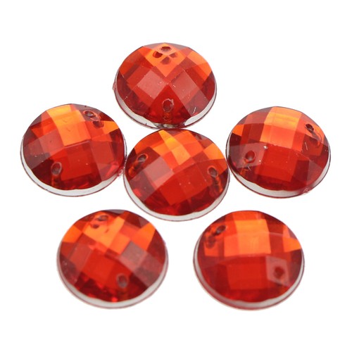 200 Flatback Acrylic Round Sewing Rhinestone Gems Button 12mm Sew on beads - Picture 12 of 19