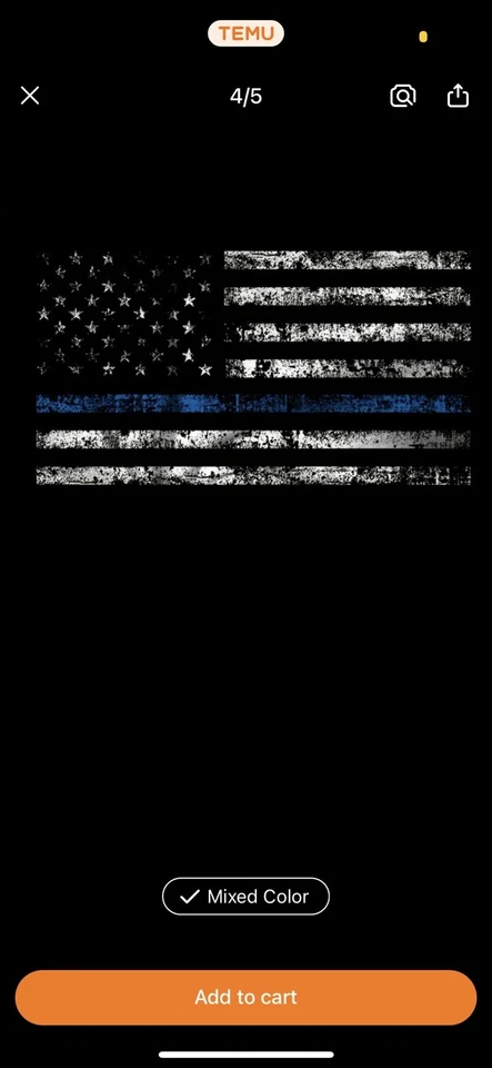 Bandera Americana Hombre - Línea Azul - T Negra - XXL - Patriótica - 4 de Julio Apoyo Policía Foto 3 de 3