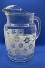 Vintage Drink Pitcher Frosted MCM Atomic Snowflake Pitcher Federal Glass Holiday