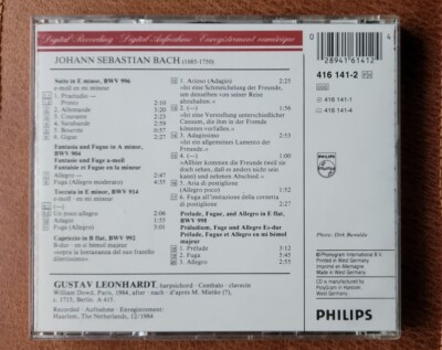 Gustav Leonhardt Plays Bach (CD, Philips) | eBay