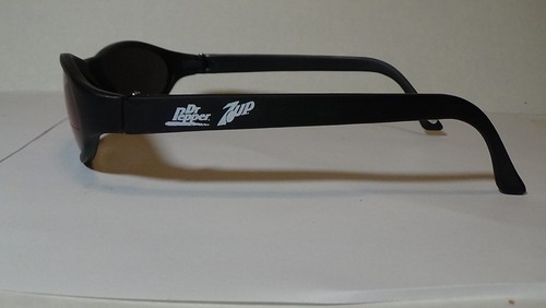 Dr Pepper 7Up Black Plastic Sunglasses Blue Mirror Tint Soda Cola Advertising - Picture 2 of 5