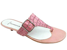 GLAMOUR FOR WOMAN 7621 PINK SNAKESKIN PRINT LEATHER LADIES SANDALS UK 4 - EU 37