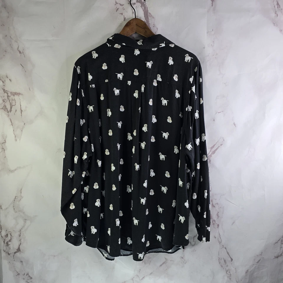 Camisa Torrid Mujer 3 3X Blusa Negra Estampado Perro Abotonada Lizzie Sarga Top Foto 4 de 4
