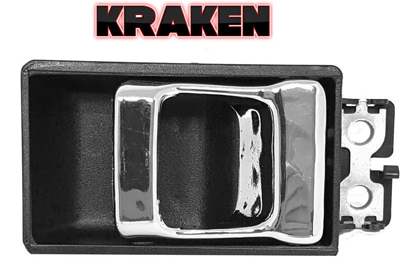 Par de manijas de puerta interiores para camioneta Nissan de carrocería dura 1987-1997 cromadas negras Foto 4 de 4