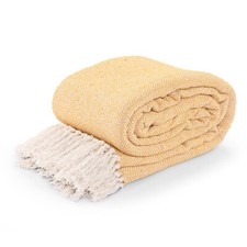 Image of 100% Cotton Large Handloom Tassel Herringbone Sofa Bed Throwover Cosy Blanket