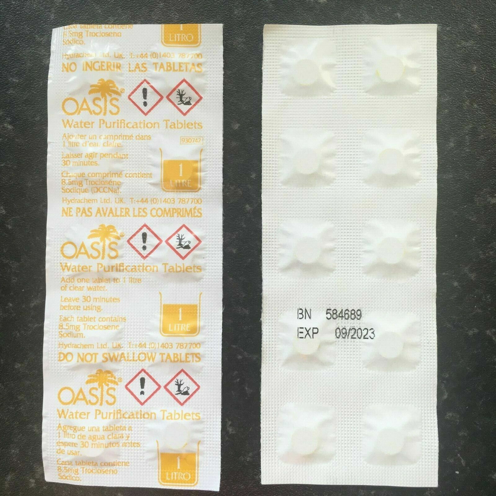 OASIS Water Purification Tablets 8.5mg Official British Army, Survival