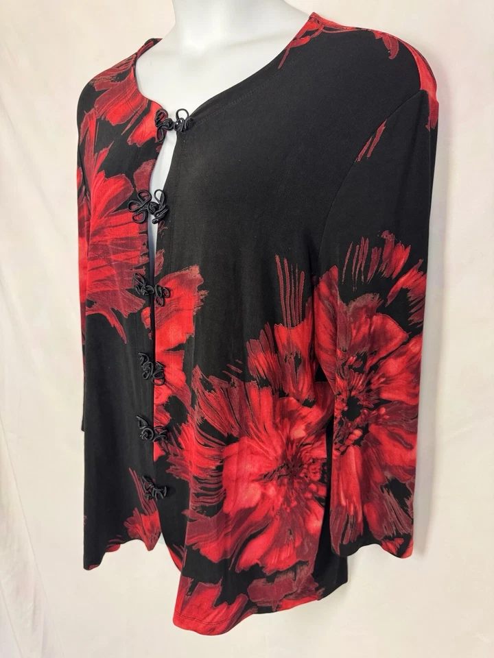 Vikki Vi Floral Kimono Jacket Womens 2X Open Front Cardigan - Image 3 of 4