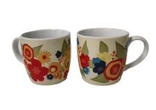 NOW Designs Retro Floral Multi Color Coffee Mug Set of 2