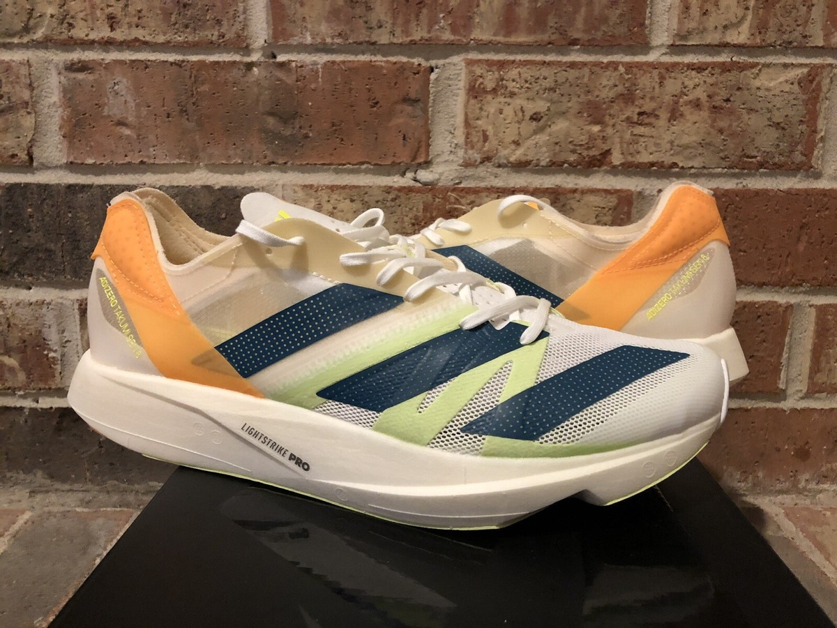 New 10.5 Adidas Adizero Takumi Sen 8 Running Shoes White New 10.5 Adidas Adizero Takumi Sen 8 Running Shoes White