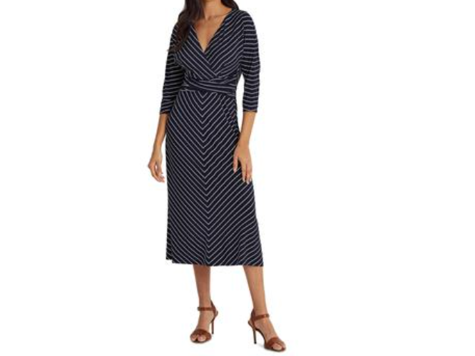 Lauren Ralph Lauren Striped Jersey Elbow Sleeve Women's Dress : 12 Lauren Ralph Lauren Striped Jersey Elbow Sleeve Women's Dress : 12