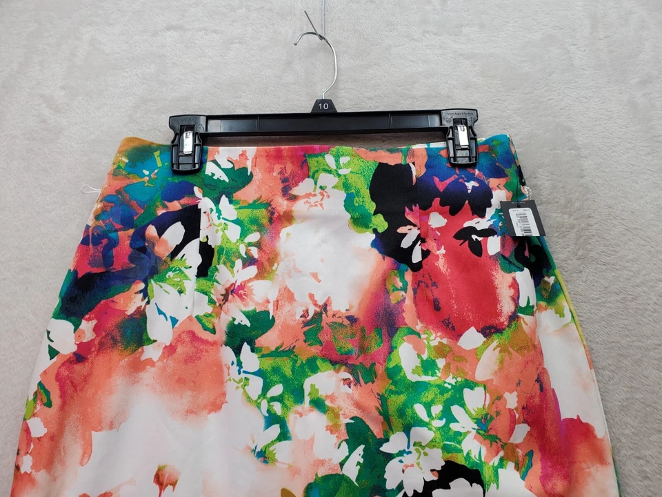 Falda recta y lápiz Worthington para mujer talla 12 multi floral algodón cremallera trasera Foto 4 de 4