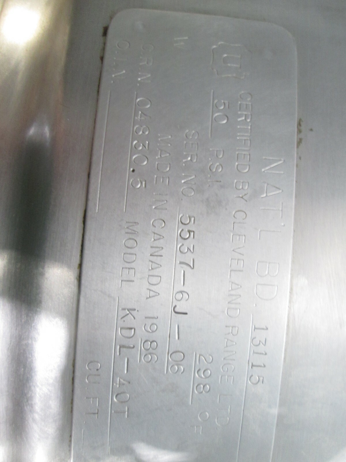 "CLEVELAND KDL40T" H.D. COMMERCIAL MANUAL TILT DIRECT STEAM 40gl