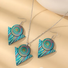 Colorful Boho Style Jewelry Set With Pendant Necklace Drop Earrings For Women