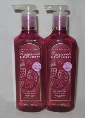 Bath & Body Works Cleansing Gel Hand Soap Lot Set of 2 POMEGRANATE & BLACKBERRY