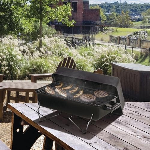 Schwarz Tragbar Tisch Holzkohlegrill Stahldraht Outdoor Camping Strand BBQ - Bild 3 von 8