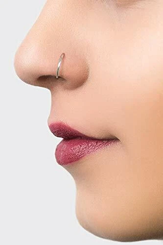 Double Up Nose Ring Silver / Straight Bar