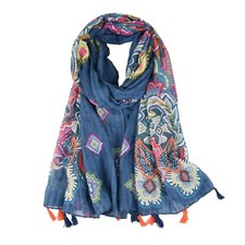 Women Summer Scarf w/ Tassels Cotton Head Cover Hair Wraps Shawls Long Stole